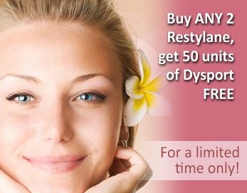 Buy ANY 2 Restylane, get 50 units of Dysport FREE